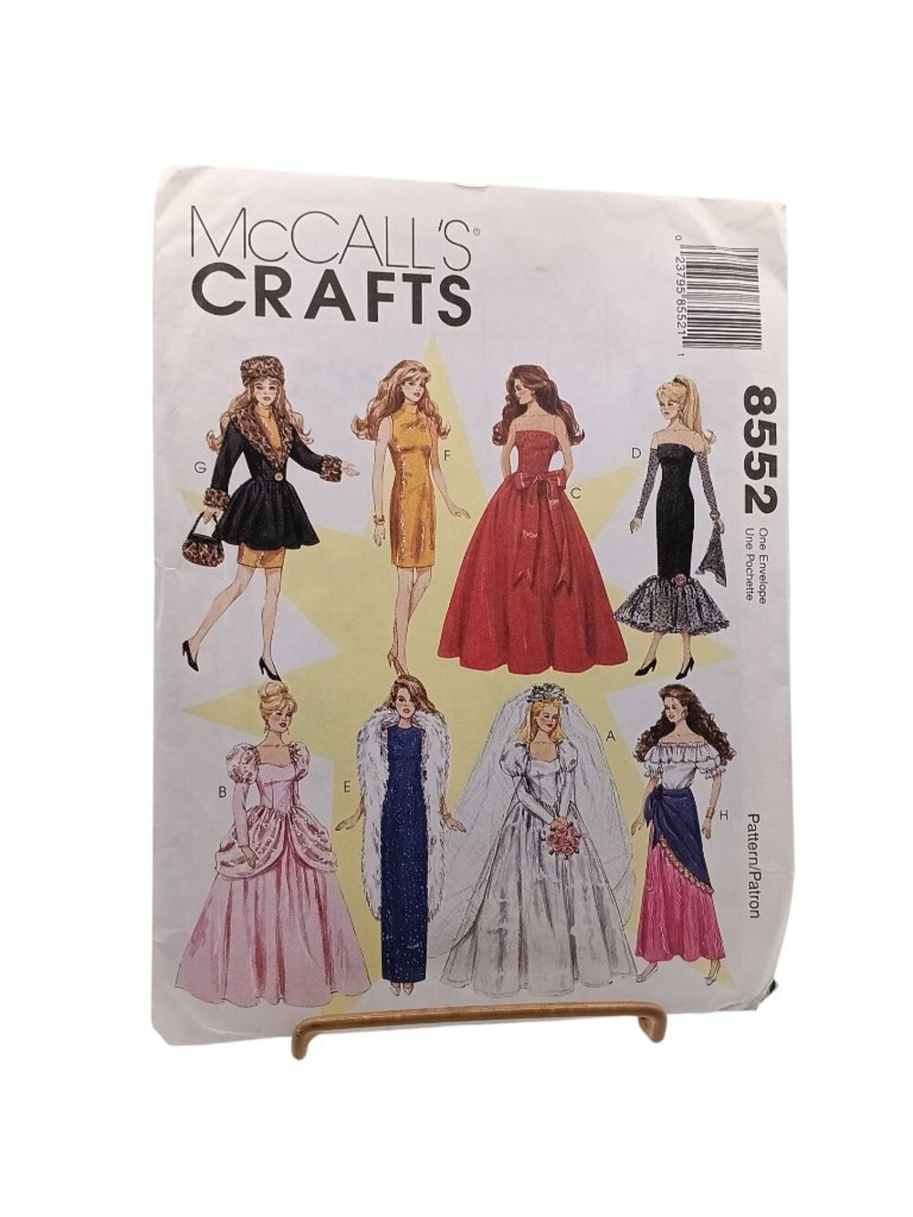 UNCUT Vintage McCalls Crafts Sewing Pattern 8552 Fashion Doll Clothes Dresses Go